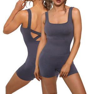 FITTIN Black Bodysculpt Cross Back One Piece Romper