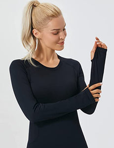 Black FITTIN Long Sleeve Workout Yoga Tops for Women ( US Shipping